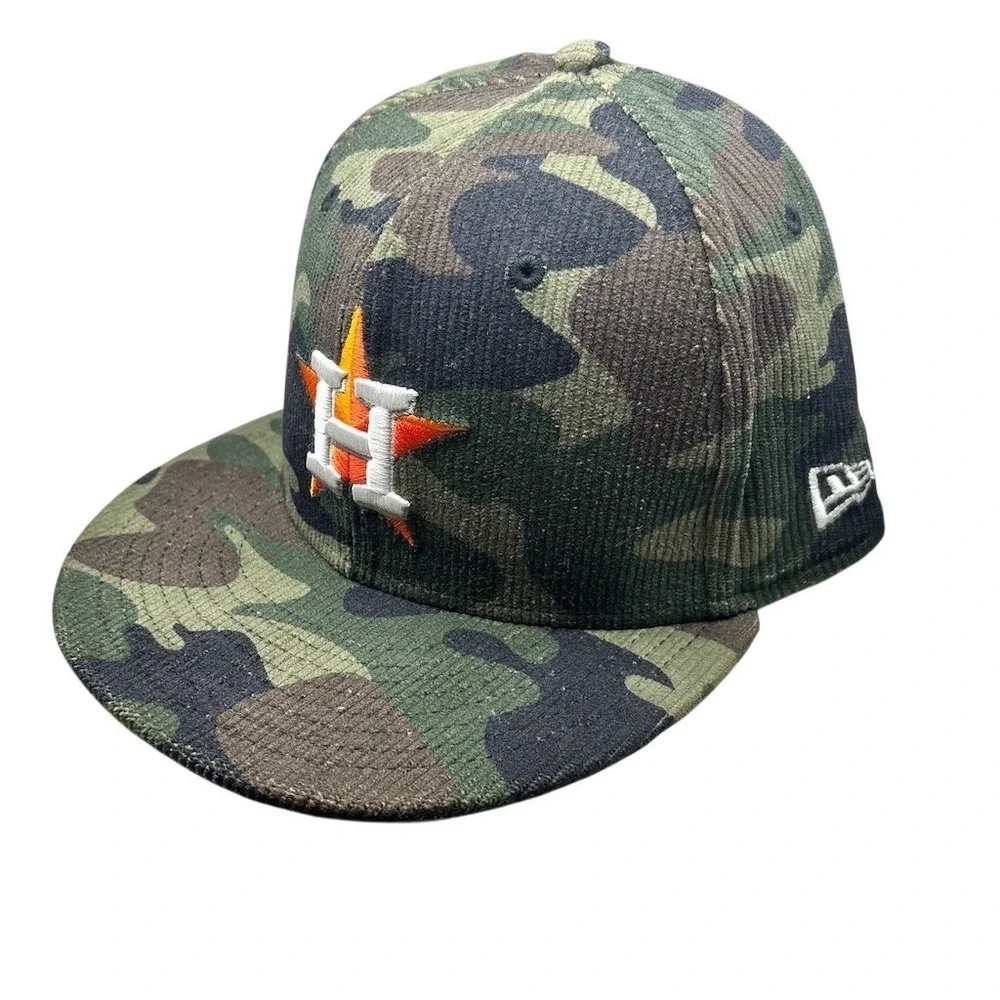 New Era 59FIFTY Houston Astros Corduroy Fitted Hat Cap‎ Green Camo Size 7 7/8